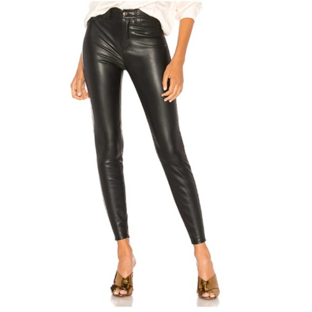 Free People Black Faux Leather Skinny Pants